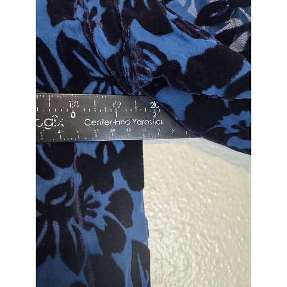 Vintage Laura Ashley Women’s Blue Silk Burnout Velvet Velvet Tunic Top Sz M/L - Picture 5 of 7